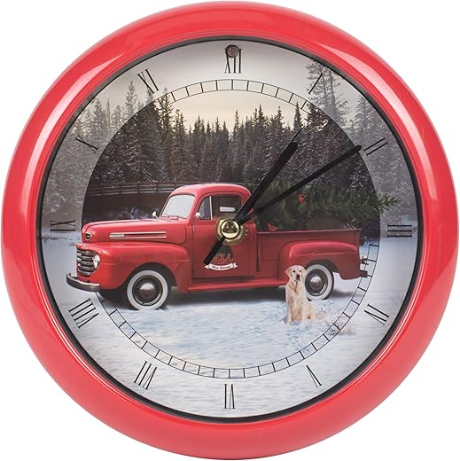 Mark Feldstein & Associates Red Ford Truck Christmas Carol Clock Plays 12 Traditional Carols