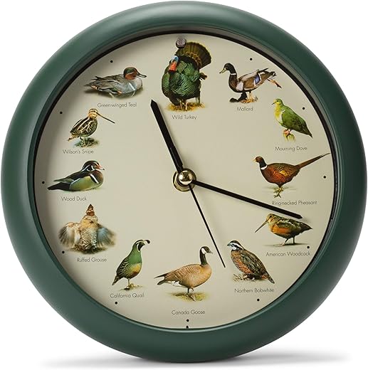 Mark Feldstein & Associates Singing Wild Game Birds of North America Hunting Wall/Desk Sound Clock, 8 Inch