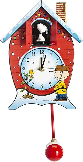 Mark Feldstein Peanuts Christmas Linus and Lucy Song Cuckoo Clock Multicolor