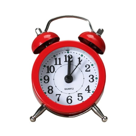 Masteelf Creative Metal Material Small Alarm Clock Garden Small Fresh Desktop Mini Alarm Clock Kids Alarm Clock(Red)