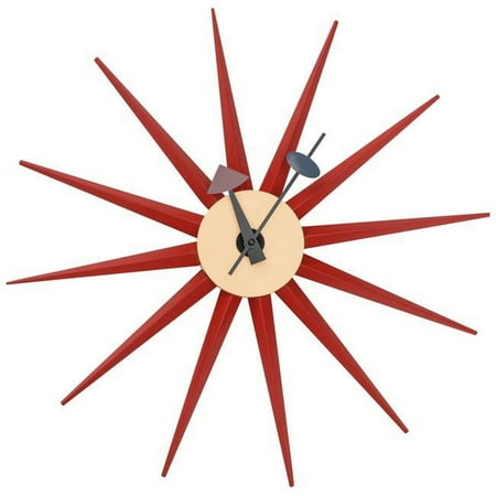 Maxi Modern Design Colorful Star Silent Non-Ticking Wall Clock, Red