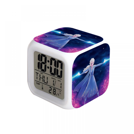 MAYUJIAASE Digital Alarm Clock for Kids, Cartoon Frozen Pattern 7 LED Color Changing Wake Up Clock with Thermometer Function and Night Light, Gift for Boys Girls A93-570 NZ924-570