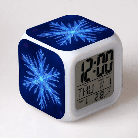 MAYUJIAASE Digital Alarm Clock for Kids, Cartoon Frozen Pattern 7 LED Color Changing Wake Up Clock with Thermometer Function and Night Light, Gift for Boys Girls A93-649 NZ924-649