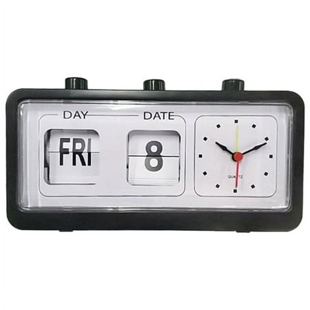 Mechanical Alarm Clock Novelty Flip Clock Desktop Digital Clock with Calendar Clock Home Decor Retro Decor,Black