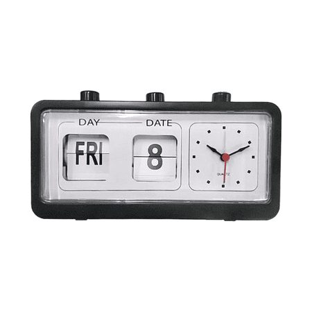 Mechanical Alarm Clock Novelty Flip Clock Desktop Digital Clock with Calendar Clock Home Decor Retro Decor,Black