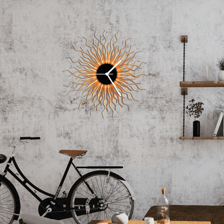 Medusa Copper - 39 in Contemporary Analog Handmade Sunburst Wall Clock in Shades of Copper and Gold