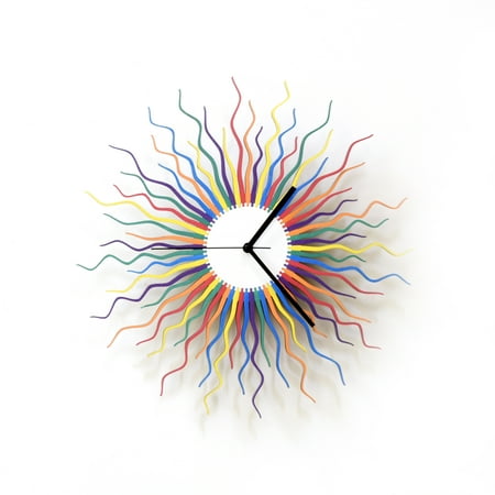 Medusa Rainbow - 23.5 in Sunburst Large Size Analog Wall Clock for Living Room, Handmade Wooden Home Decor