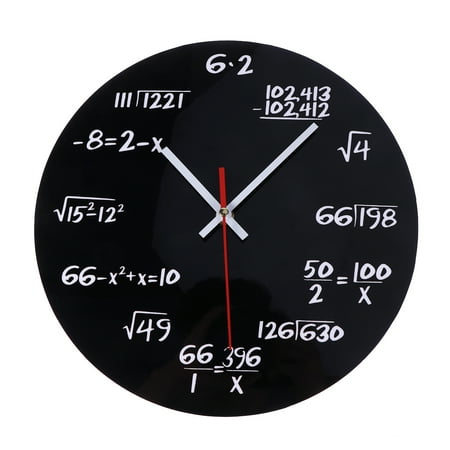 Meijiashe Math Clock, Unique Black Wood Round Mathematical Equations Wall Clock