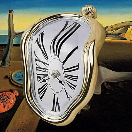 Melting Clock, Salvador Dali Watch Melted Clock for Decorative Home Office Shelf Desk Table Funny Creative Gift, Rome Gold