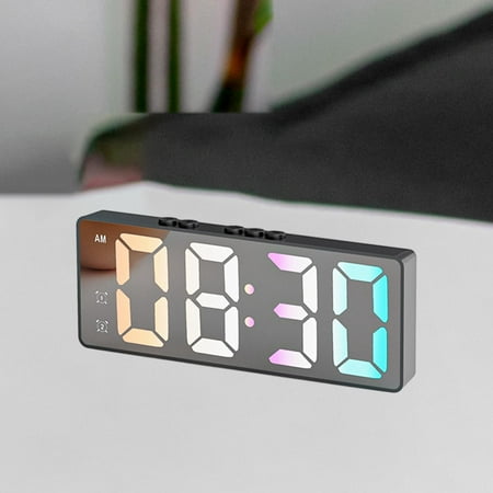 Menolana 16cm Digital Alarm Clock Bedside Clock with Dual Alarm Battery Operated Temperature Display for Office Desk, Travel Versatile Black