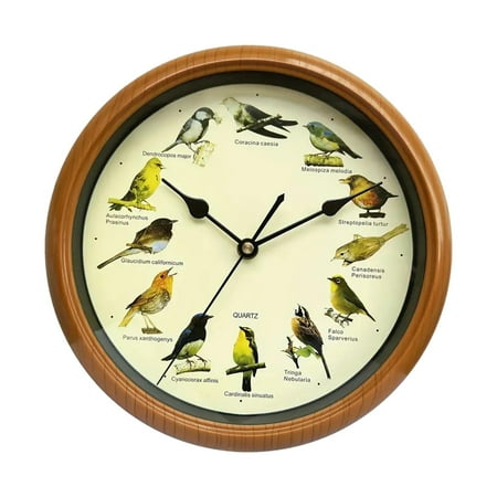 Menolana Wall Clock 10inch Singing Bird Wall Clock Elegant Sturdy Round Clock Birdsong Alarm Clock for Dining Room Weddings Decoration