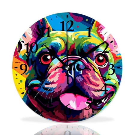 MEOSLZUT 10 inch Round Wall Clock,German Shepherd Lovely Drawing,Silent Non Ticking Wall Clocks for Living Room Kitchen Bedroom