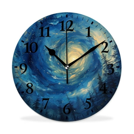 MEOSLZUT 10 inch Round Wall Clock,Vintage Galaxy Stars Space Simple,Silent Non Ticking Wall Clocks for Living Room Kitchen Bedroom