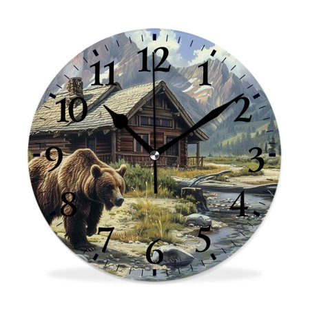 MEOSLZUT 10 inch Round Wall Clock,Whitetail Deer Wildlife Creative,Silent Non Ticking Wall Clocks for Living Room Kitchen Bedroom