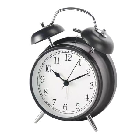 MERILER Small Loudly Twin Bell Metal Alarm Clock - Silent Non-Ticking Nightlight Clock, Energy Saving with Quiet Sweep Second Hand, Easy to Use, Ideal for Adults and Seniors