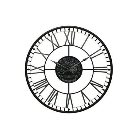 Metal Analog Roman Numeral Wall Clock - Aged Black