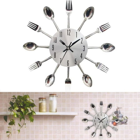 Metal Kitchen Cookware Spoon Fork Wall Clock