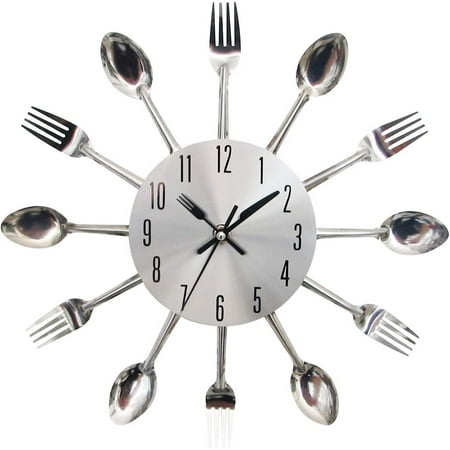 Metal Stainless Steel Cutlery Kitchen Spoon Fork Wall Clock