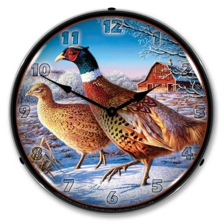 MGL1407522 Frosty Morning Ringnecks Pheasants clock - Made in USA