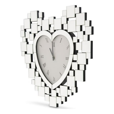 Michael Amini Montreal Mirrored Heart Shaped Wall Clock