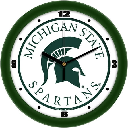 Michigan State Spartans 11.5'' Suntime Premium Glass Face Traditional Logo Wall Clock