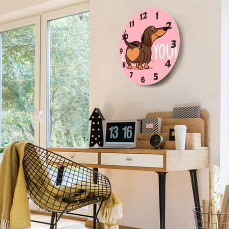 Mikease Sausage Dog Wall Clock I Love You Express Clock Home Living Room Decorative Wall Clock Bedroom Wall Clock