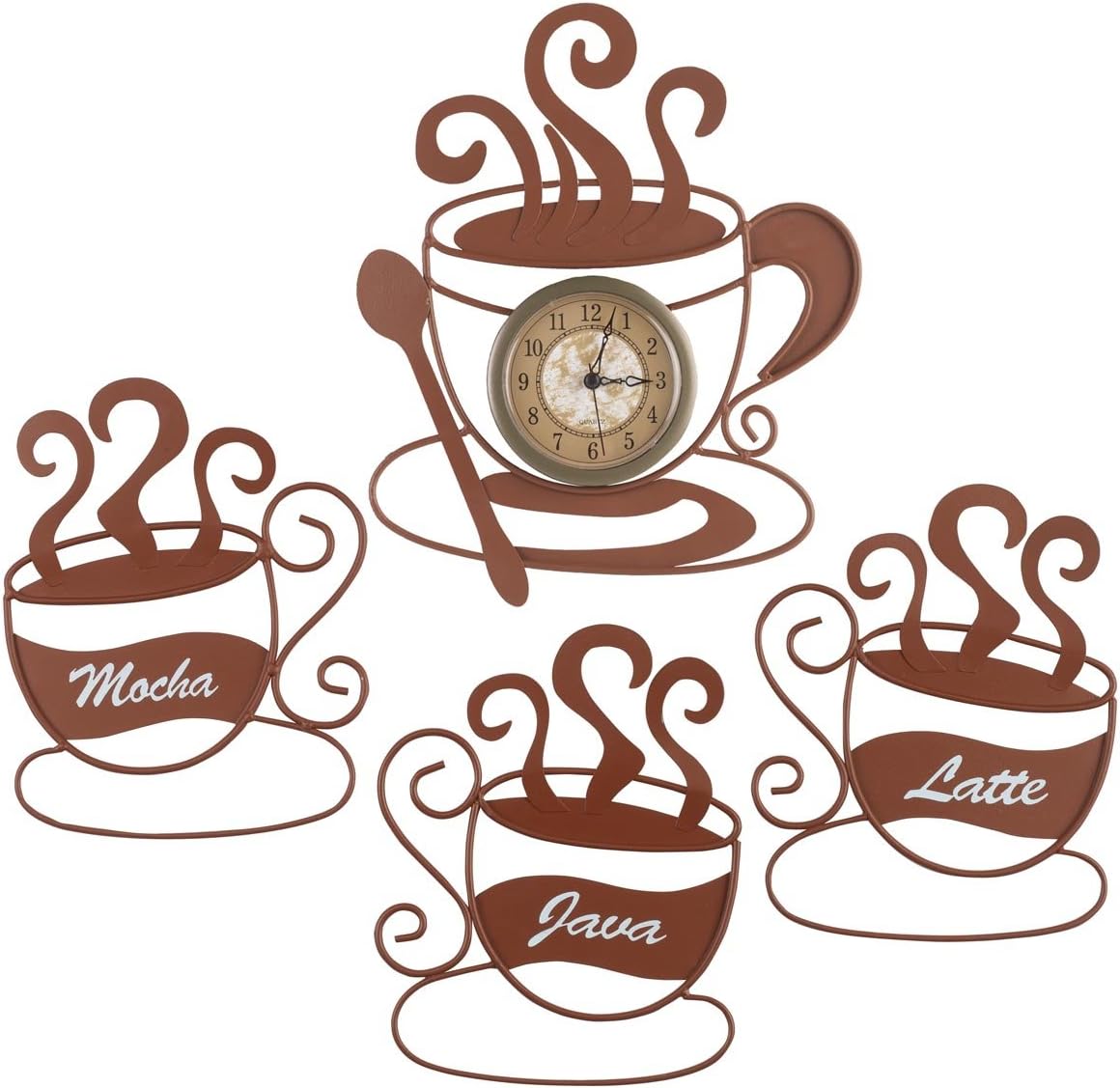 Miles Kimball Metal Coffee Wall Art and Clock Set