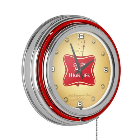 Miller High Life Red Logo Lighted Analog Neon Clock