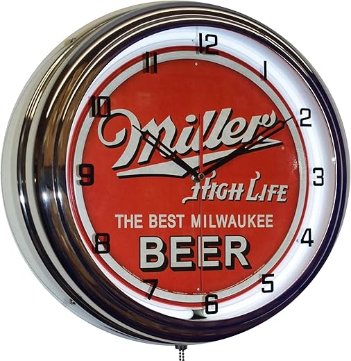 Miller High Life The Best Milwaukee Beer 16 White Neon Clock Man Cave Decor