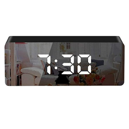 Mini Lights String Solar Digital Alarm Clock Big Screen LED Bedside Alarm Clock Mirror Clock Snooze Icicle Lights Led Indoor