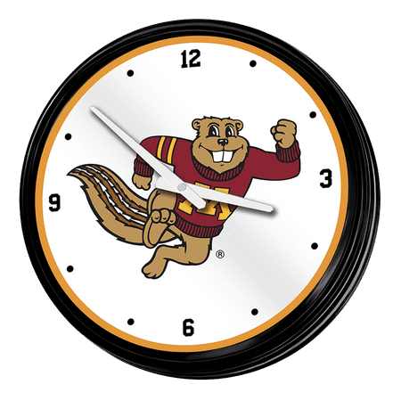 Minnesota Golden Gophers: Goldy Tail - Retro Lighted Wall Clock