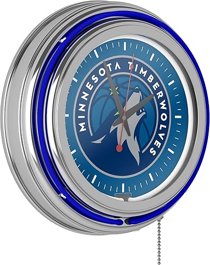 Minnesota Timberwolves NBA Chrome Double Ring Neon Clock