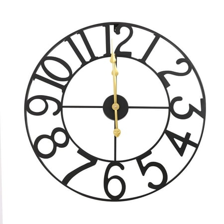 Miumaeov 24 Metal Clock Wall Clock Large Cut-Out Farmhouse Decorative Indoor Outdoor Iron Wall Clock Decor for Living Room Bedroom Patio