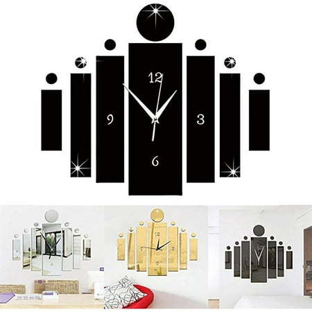 Modern Clock for Shelf Wall Clock Led Atomic Clocks for Bedrooms 3D Mirror Silver Wall Clock Modern Design Home Decor Watch Wall Sticker