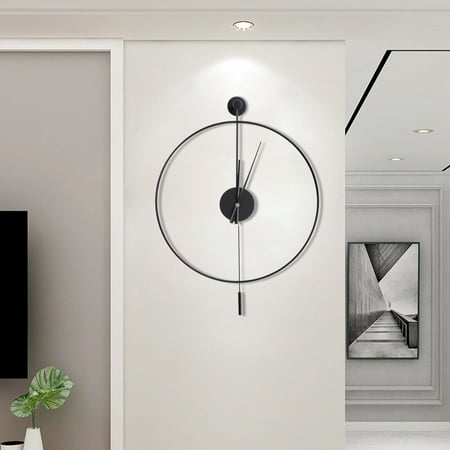 Modern Metal Large Wall Clock Metal Pointers Silent Quartz Movement Decorative Living Room Silent Clock - Black