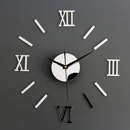 Modern Mute DIY Frameless Large Wall Clock 3D Mirror Sticker Metal Big Watches Home Office Decorations Perfect Gift