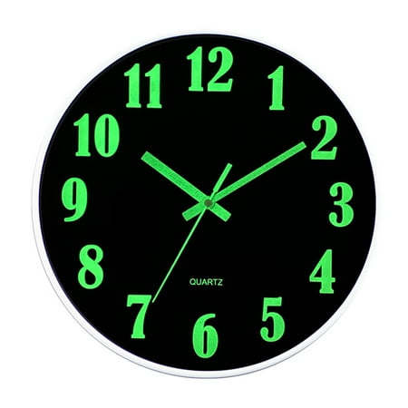 Modern Night Light Wall Clock, Silent Non-Ticking Quartz Wall Clocks, Luminous Function Numbers and Hands, Battery Operated Decorative Wall Clock for Office, Kitchen, Living Room