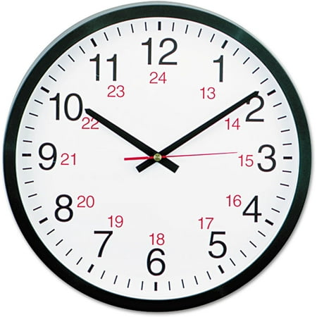 Modern Round Wall Clock 12.5in Black Silver Hands Silent Sweep 24-Hour Time for Home Office School