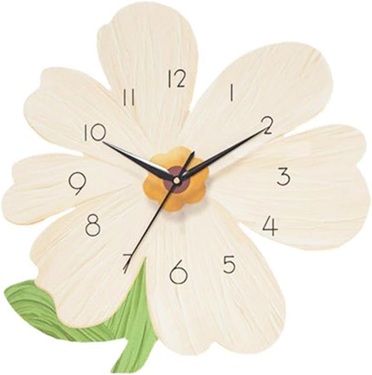 Modern Wall Clock,11.8in Flower Petal Design Wall Clock,Cartoon Flower Shape Silent Clock,Simple Wall Hanging Clock Decorative Clocks for Home,No Battery Included