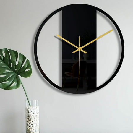 Modern Wall Clock Decorative Non Ticking Clock Hanging Art Decor Simple Design Acrylic Black Gift ,