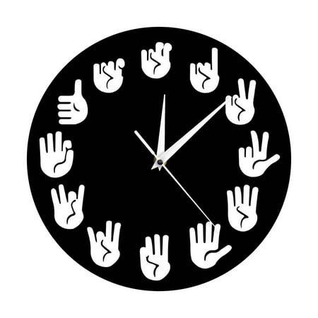 modern wall clock living room decor wall extra large digital wall clock Personalized Circular Sign Language Gesture Wall Clock Decoration Fun Mute Creative