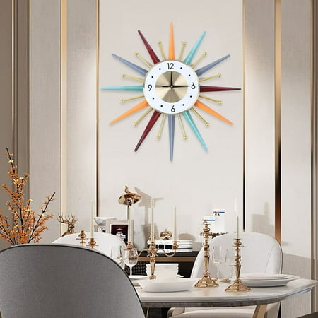 Modern Wall Clock Starburst Ball Clock Colorful MidCentury Home Kitchen Decor