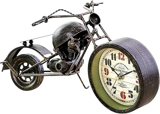 Modern Wall Clock Vintage Clock Motorcycle Seat Clock Silent No Ticking Clock Interesting Gift Suitable for Home Kitchen Office Bedroom School