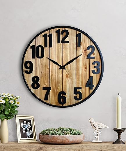 Montoire Farmhouse Wall Clock Large, Large Wall Clock 24 Inches or Larger for Living Room - Giant Oversized Big Rustic Decorative Clocks for Walls and Large Bold Living Room Decor