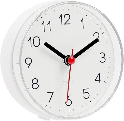 mooas 2WAY Silent Waterproof Bathroom Clock, Shower Clock, Wall Clock, Silent Non-Ticking Battery Operated, Suction Cup Wall Clock, Kitchen Clock (White)