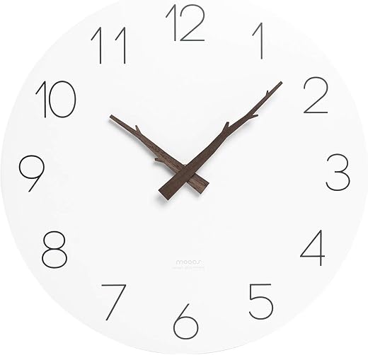 mooas Flatwood Wall Clock,12" Wood Wall Clock Non-Ticking Sweep Movement Decorative Wall Clock Battery Operated Wall Clock for Home Living Room Kitchen Bedroom Office School (Twig)