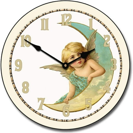 Moon Angel Wall Clock | Beautiful Color, Silent Mechanism, Made in USA