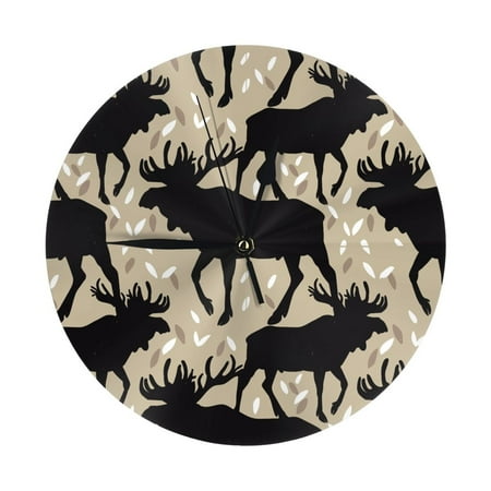 Moose antlers elk vintage Wall Clock Silent Non Ticking - 10 Inch Battery Operated Modern Clocks for Living Room Bedroom Kitchen Bathroom Office Classroom, Decorative Clocks