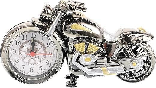 Motorcycle Clock Vintage Cool Desk Motorcycle Alarm Clock for Bedroom Home Office Shelf Decoration