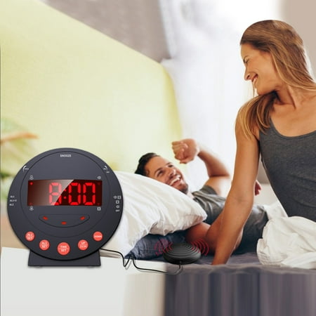 Mrmaere Alarm Clock with Bed Shaker Vibrating Alarm Clock LED Digital Display for Heavy Sleepers Adults Kids Teenager Alarm Clock without Bed Black